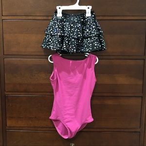 Girls Pink Crisscross Dance Leotard & Ballet Skirt